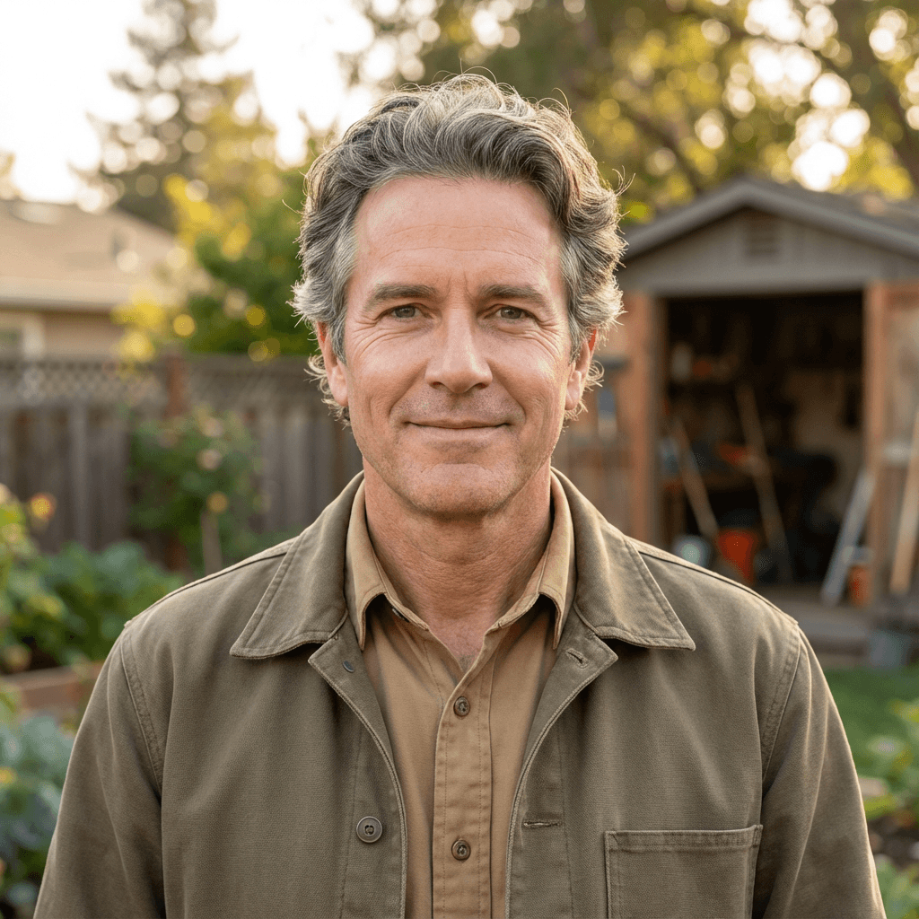 James Mitchell, landscaping contractor checking trailer connection